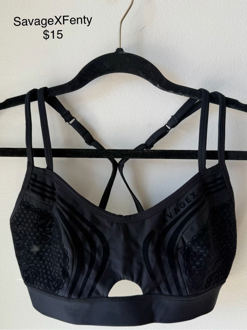 Savage X Fenty Black Strappy Sports Bra